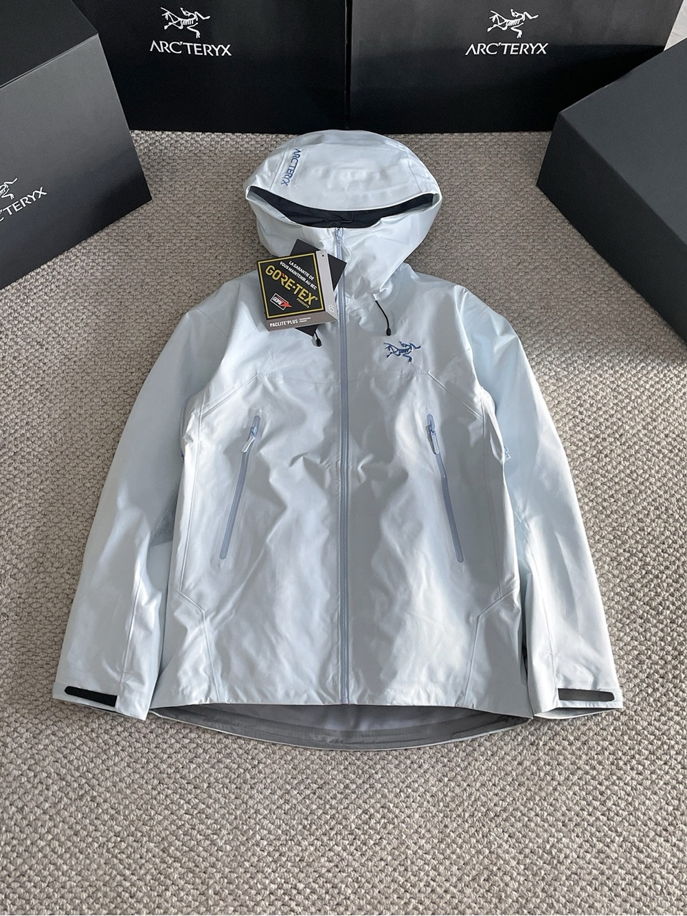 Arc'teryx Light Gray Gore-Tex Hooded Jacket